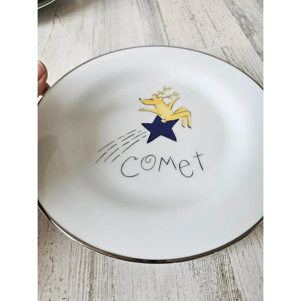 Pottery Barn‎ comet star reindeer salad plate 8.5
